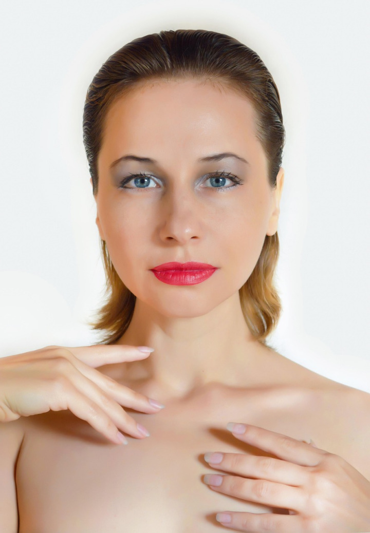 happy client glowing skin portrait